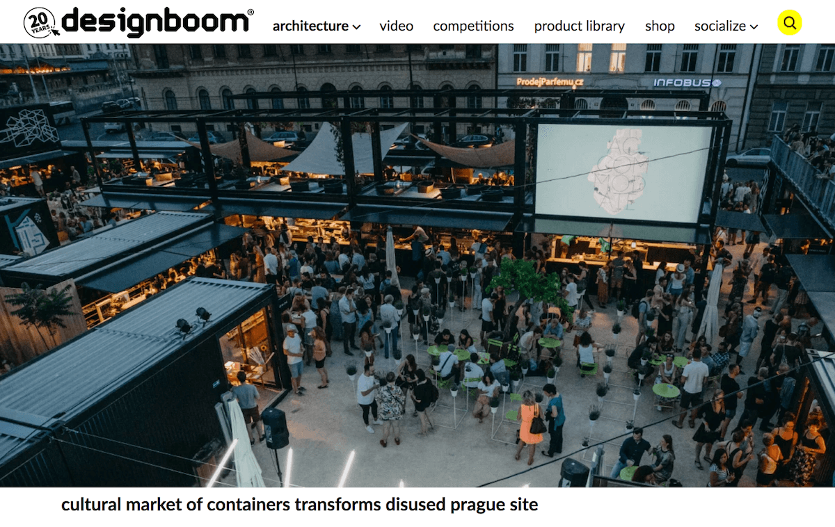 Cultural market of containers transforms disused Prague site